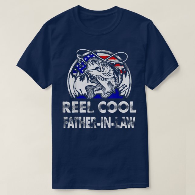 Mens Fathers Day Gift Tee Reel Cool Fatherinlaw Fi (Design Front)