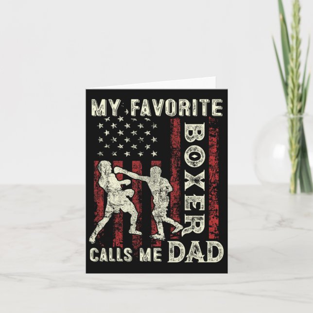 Mens Fathers Day My Favourite Boxer Calls Me Dad F Card (Front)