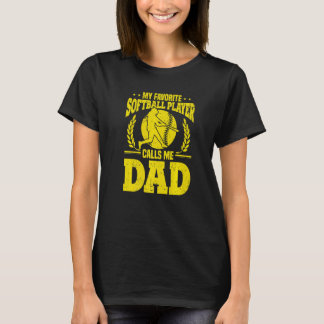 Mens Fathers Day My Favourite Softball Player Call T-Shirt