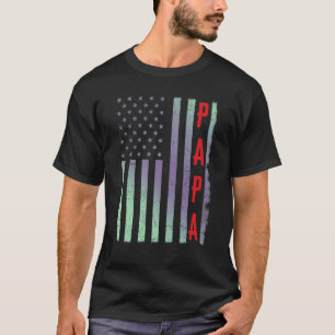 Mens Father's Day  Papa Usa American Flag T-Shirt