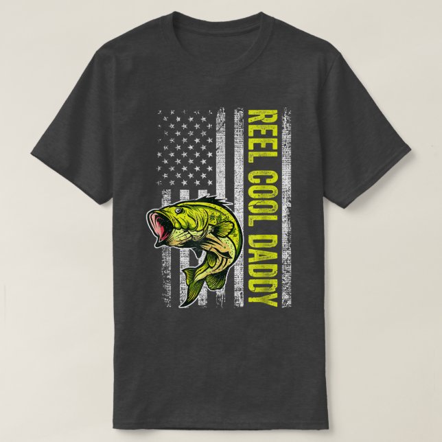 Mens Father's Day Shirt Reel Cool Daddy Fish Ameri (Design Front)