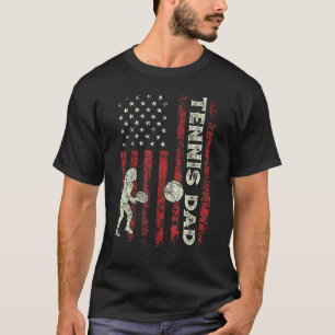Mens Fathers Day Tennis Dad US Flag Gifts For Dad T-Shirt