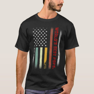 Mens Fathers Day World's Best Pops Ever Us Flag T-Shirt