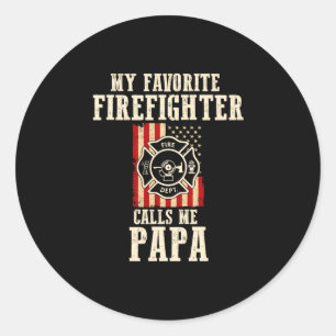 Mens favourite firefighter calls dad usa american classic round sticker