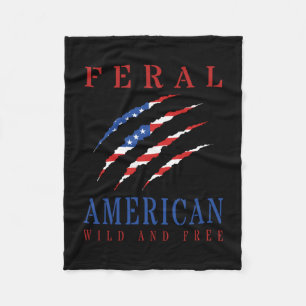 Mens feral american wild and patriotic american fleece blanket
