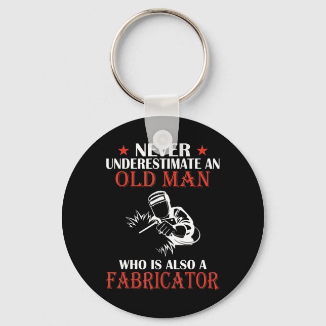 Mens Ferret - Never underestimate a Man with a Fer Keychain (Front)