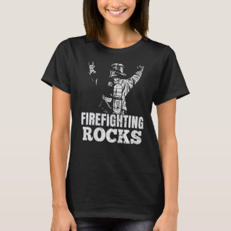 Mens Firefighter Firefighting Rocks Fireman Premiu T-Shirt