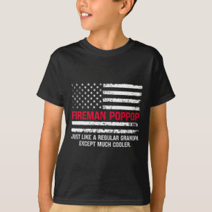 Mens Fireman Pop Pop Usa Flag Proud Firefighter Gr T-Shirt
