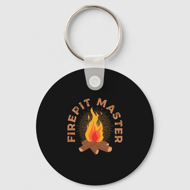 Mens firepit master camping campfire camper fire keychain (Front)