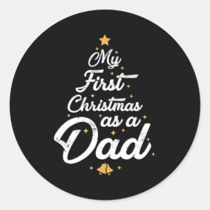 Mens First Christmas As Dad Xmas New Daddy Pajamas Classic Round Sticker