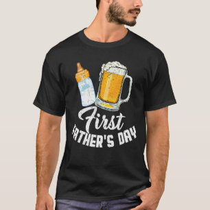 Mens First Fathers Day Beer Baby Bottle Dad Daddy T-Shirt