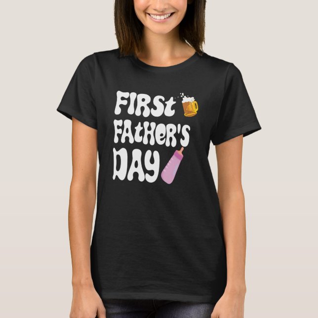 Mens First Father's Day Beer Baby Bottle Daddy 202 T-Shirt (Front)