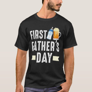 Mens First Fathers Day T Shirt Beer Baby Bottle Da