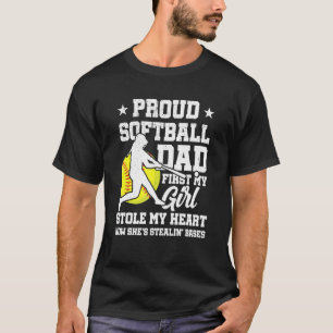 Mens First My Girl Stole My Heart Proud Softball D T-Shirt