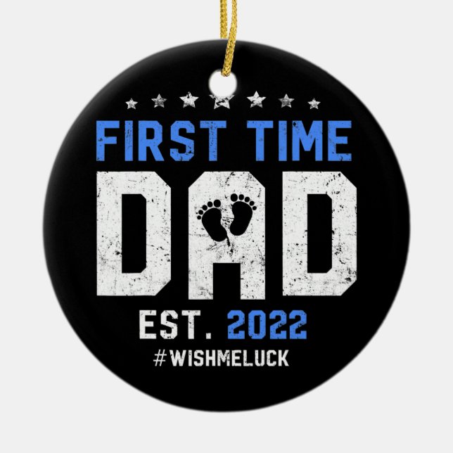 Mens First Time New Dad To Be Fathers Day  Ceramic Ornament (Front)