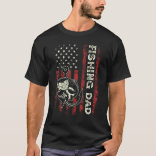 Mens Fishing Dad Flag Reel Cool Dad Fisherman Fat T-Shirt