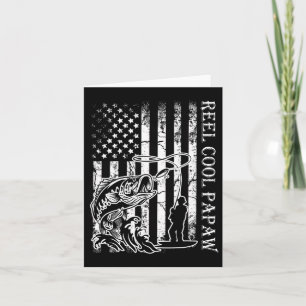 Mens Fishing Reel Cool Papaw American Flag Fathers Card