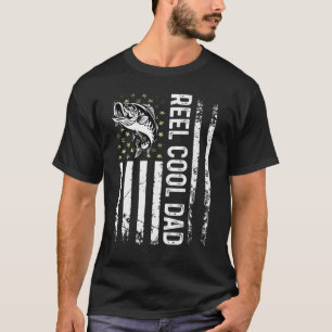 Mens Fishing Usa Flag Reel Cool Dad For Daddy Husb T-Shirt
