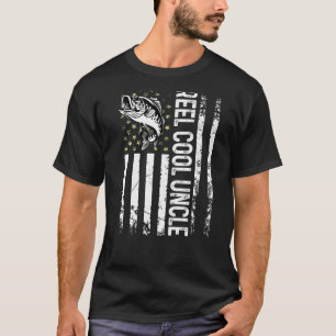 Mens Fishing Usa Flag Reel Cool Uncle For Daddy Hu T-Shirt