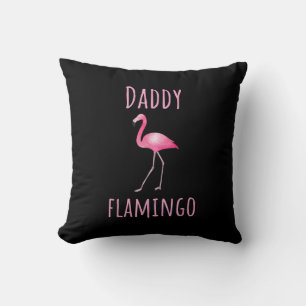 Mens Flamingo Gift Daddy Flamingo Summer Pink Bird Throw Pillow