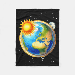 Mens Flat Earth Society Funny Conspiracy Space Glo Fleece Blanket