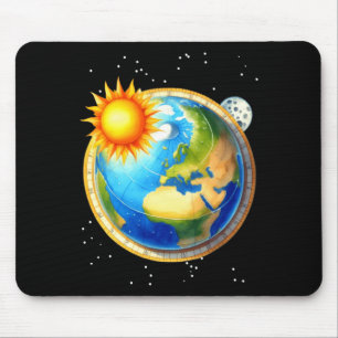 Mens Flat Earth Society Funny Conspiracy Space Glo Mouse Pad
