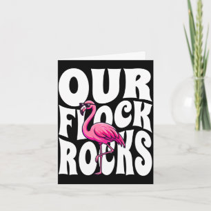 Mens flock rocks pink bird flamingo family card
