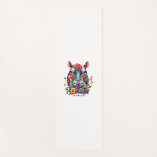 Mens Floral Colourful Hippopotamus, Moo Deng_ Ador Yoga Mat