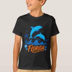 Mens florida dolphins playful ocean waves design T-Shirt