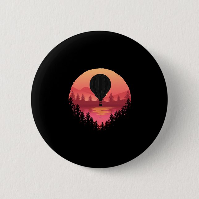 Mens flying hot air balloon_ cool performance  2 inch round button (Front)