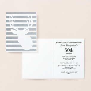Men's Foil Deer Hunting Birthday Invitations