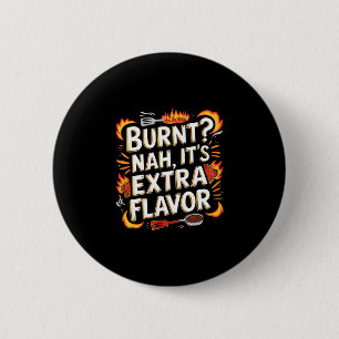 Mens food lover burnt extra flavour retro chef 2 inch round button