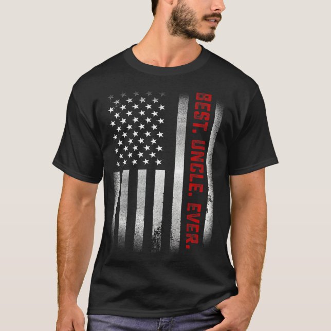 Mens  For Uncle  Best Uncle Ever Us Flag T-Shirt (Front)