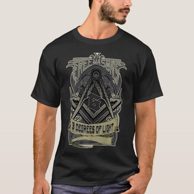 Mens FREEMASON 3 DEGREES OF LIGHT BROTHERHOOD OF T-Shirt (Front)