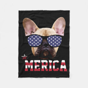 Mens French Bulldog America Funny Patriotic 4th Of Fleece Blanket