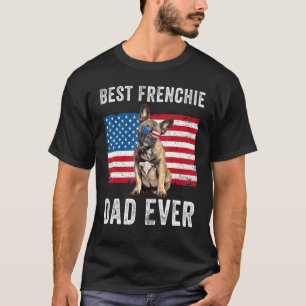 Mens Frenchie Dad American Flag French Bulldog Dog T-Shirt