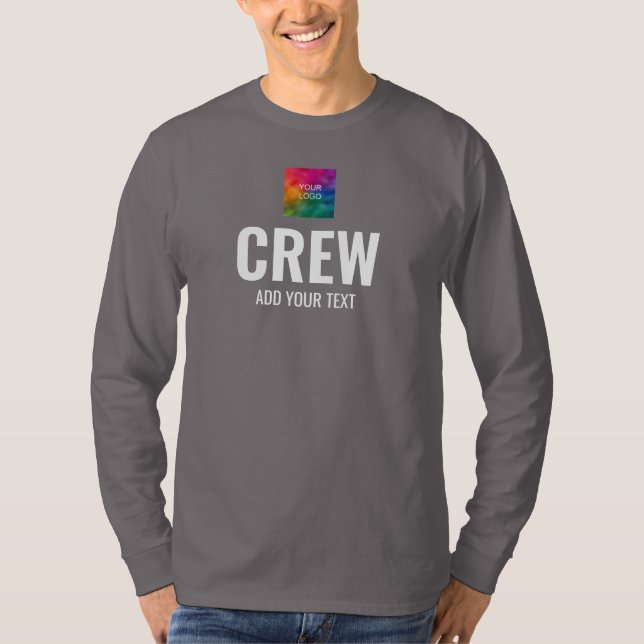 Mens Front Back Design Print Long Sleeve Crew T-Shirt (Front)