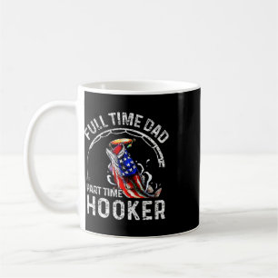 Mens Full Time Dad Part Time Funny Fishing Dad  Coffee Mug