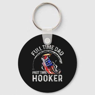 Mens Full Time Dad Part Time Funny Fishing Dad  Keychain