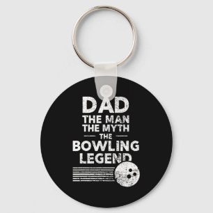 Mens Fun Bowling  For Dad  The Man The Myth  Keychain