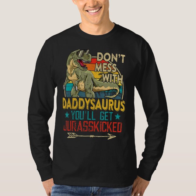 Mens Fun Distressed Daddy Dinosaur Rex Saurus Fath T-Shirt (Front)