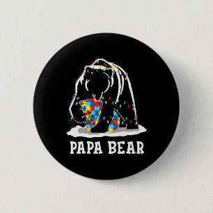 Mens Fun Papa Bear Autism Awareness Autism Matchin 2 Inch Round Button