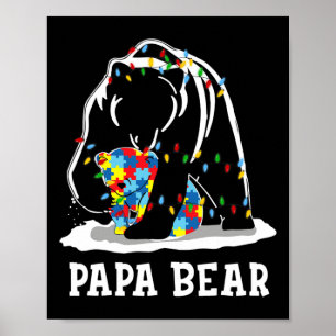 Mens Fun Papa Bear Autism Awareness Autism Matchin Poster