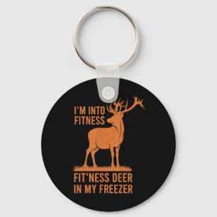 Mens Fun Vintage Hunter I'm Into Fitness Deer Hunt Keychain