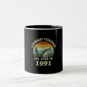 Mens Funny 30th Birthday Fishing Gift for 30 Year Two-Tone Coffee Mug