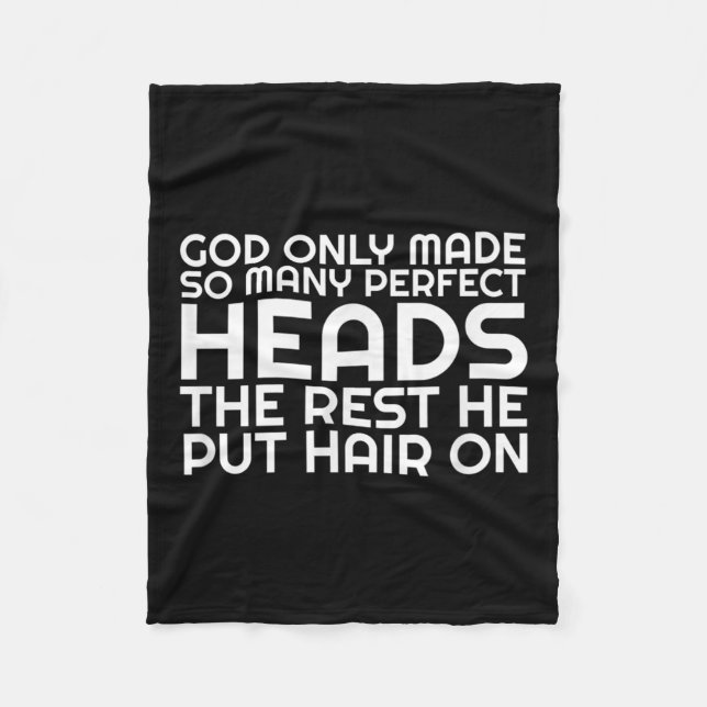 Mens Funny Balding Bald Slap Head Dad Husband Guy  Fleece Blanket (Front)