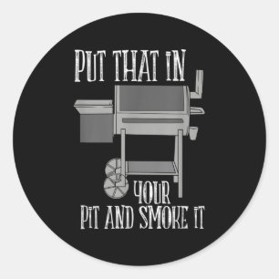 Mens Funny Barbecue Bbq Smoker Classic Round Sticker