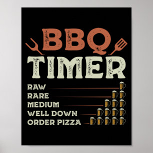 Mens funny bbq grill chef grilling master barbecue poster