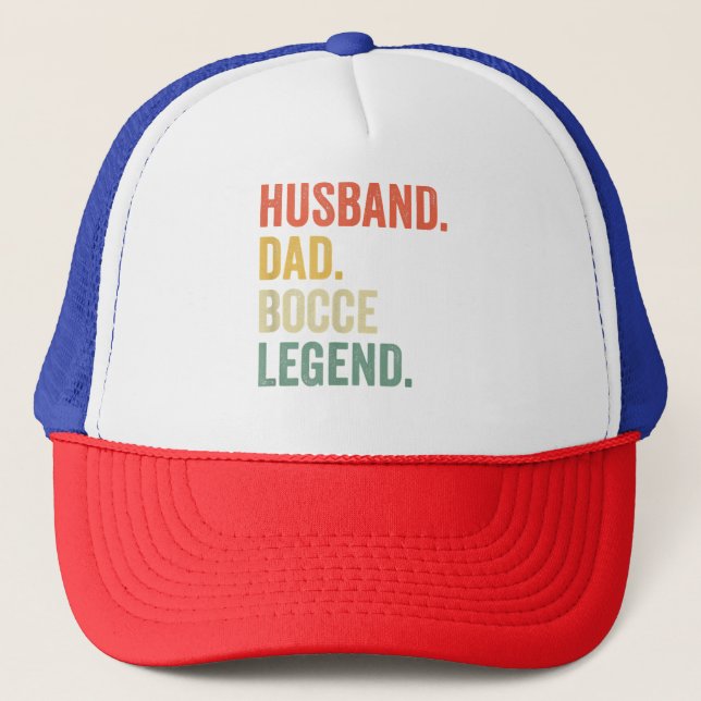 Mens Funny Bocce Husband Dad Bocce Ball Legend  Trucker Hat (Front)