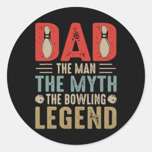 Mens Funny Bowler Dad Bowling Legend Father's Day  Classic Round Sticker